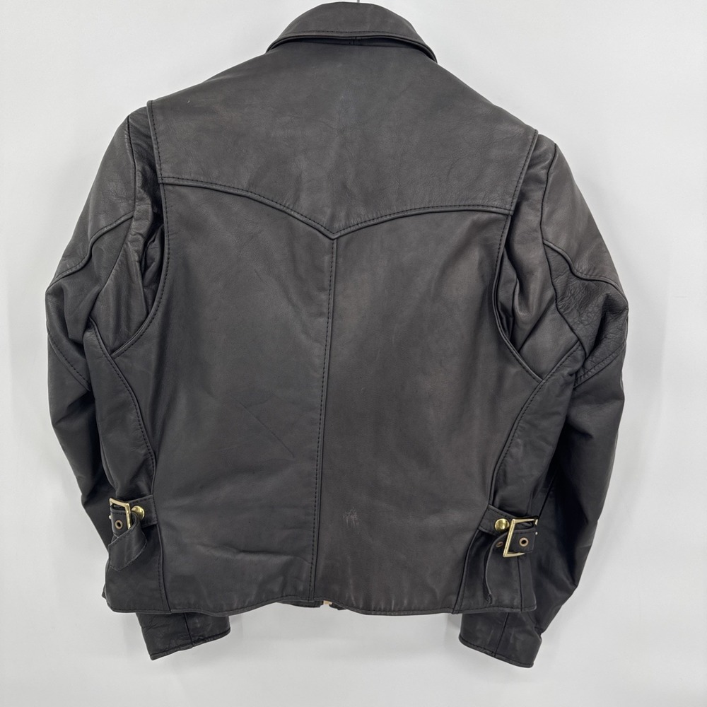 Vintage Natel Women's Size 8 Black Heavy Leather Motorcycle Jacket Made in USA - Picture 8 of 16